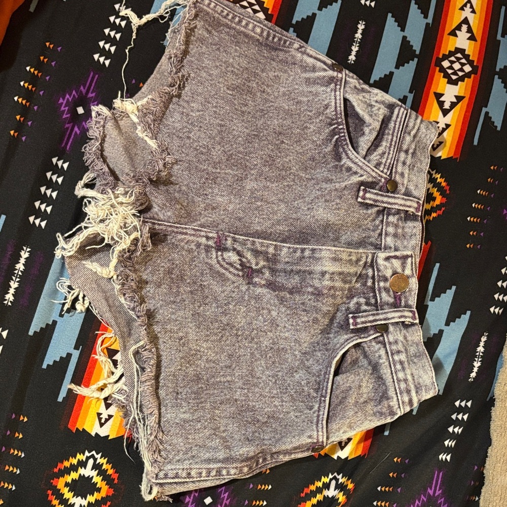 Women's Distressed Gray Denim Shorts